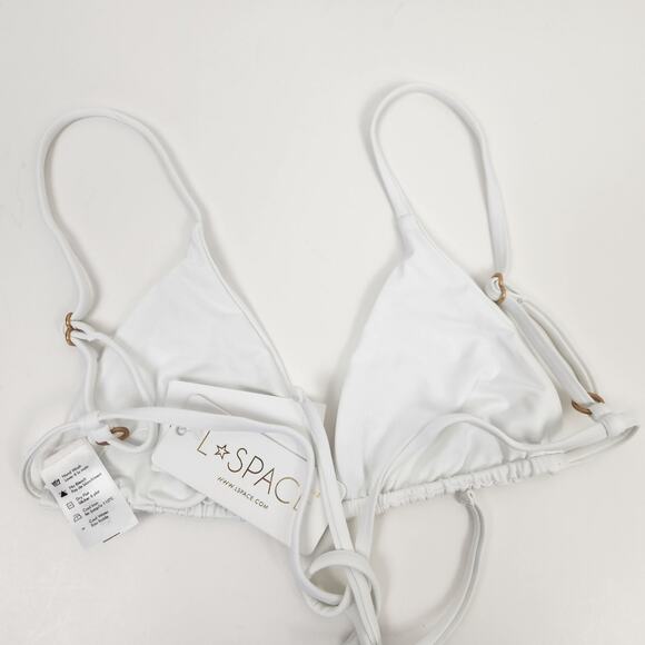 L*Space Brittany Daisy Bikini Top in White Beaded Size Small NWT - Picture 5 of 7